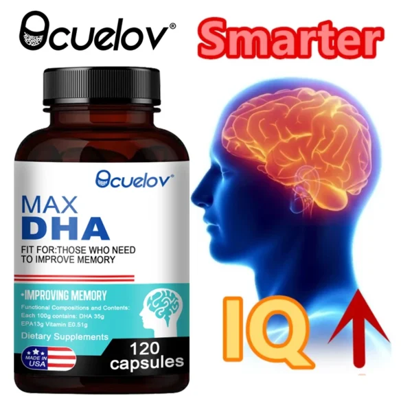 Bcuelov MAX DHA-enhance Memory, Protect Eyesight, Intelligence, Activate Brain Cells, Improve Brain Fatigue, Dietary Supplement