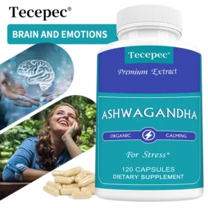Organic Ashwagandha Capsules for Mood Stabilization, Stress Relief, Dietary Supplement, Energy Replenishment