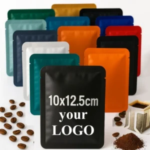 100PCS 10x12.5cm Open Top Aluminum Foil Coffee Bag DIY Matcha Cocoa Fruit Tea Powder Sugar Salt Shampoo Heat Sealing Pouches