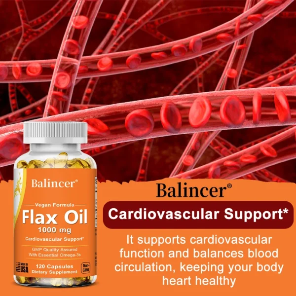 Flax Oil Capsules - 1000MG - With Essential Omega-3s,Heart Health,Cardiovascular Support,Dietary Supplement - Image 3