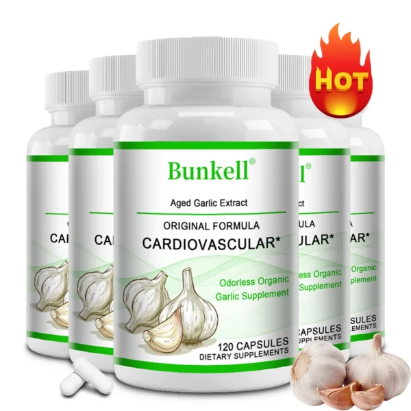 Odorless Organic Garlic 600 Mg Capsules - for Immune and Cardiovascular, Cholesterol Health Support , Dietary Supplement - Image 2