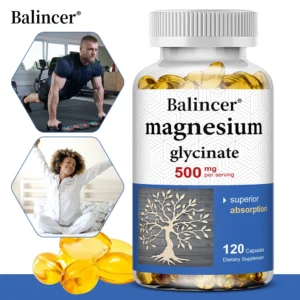 Magnesium Glycinate 500 Mg - 30/60/120 Capsules, High Absorption, Dietary Supplement for Sleep, Heart & Muscles Health, NON-GMO
