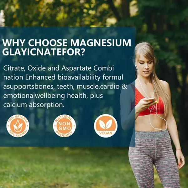 Magnesium Glycinate - Nerves System, Improve Mood Nervous, Muscles Recovery, Heart Health, Sleep Quality Support - Image 6