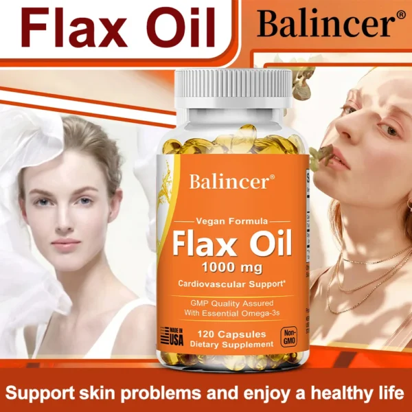 Flax Oil Capsules - 1000MG - With Essential Omega-3s,Heart Health,Cardiovascular Support,Dietary Supplement - Image 5