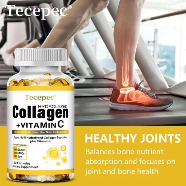 Hydrolyzed Collagen Peptides Capsules - with Vitamin C - Support for Healthy Hair, Skin, Nails, Joints & Bones,Antioxidants - Image 6
