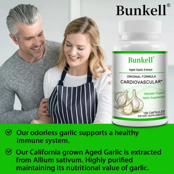 Odorless Organic Garlic 600 Mg Capsules - for Immune and Cardiovascular, Cholesterol Health Support , Dietary Supplement - Image 4
