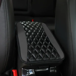 Checkered PU Leather Car Armrest Pad Embroidered Center Console Interior Accessory for All Seasons WOMEN